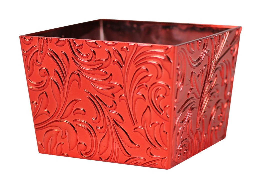 PLASTIC SQUARE BOWL, W120 X D120 X H85 MM (METALLIC RED)