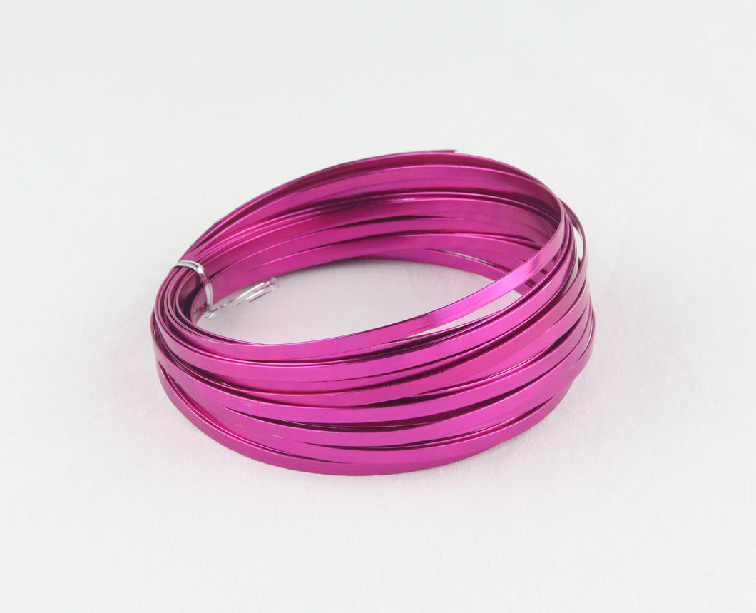 OASIS FLAT ALUMINIUM WIRE 5MM X1MM X 10M, STRONG PINK