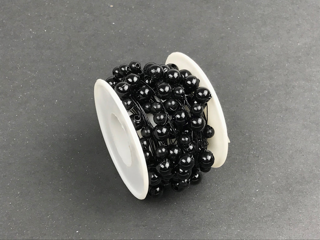 OASIS 6MM/8MM MIXED BEAD WIRE ON REEL X 8M (BLACK/BLACK)